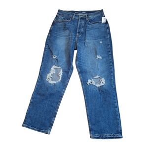 Old Navy Extra High Rise Curvy Sky Hi Straight Leg Jeans Lady 12 NWT Button Fly